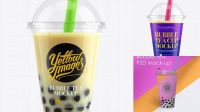 4690+ Banana Bubble Tea Cup PSD Mockup Front View Download Now Free PSD Template