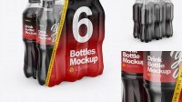 4690+ Transparent Shrink Pack with 6 Plastic Bottles With Cola PSD Mockup Half Side View Free Graphic Design Resource