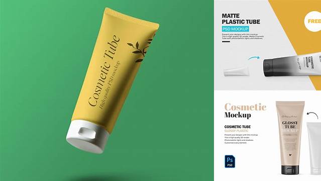 4693+ Matte Plastic Tube PSD Mockup Front View Smart Object PSD Template