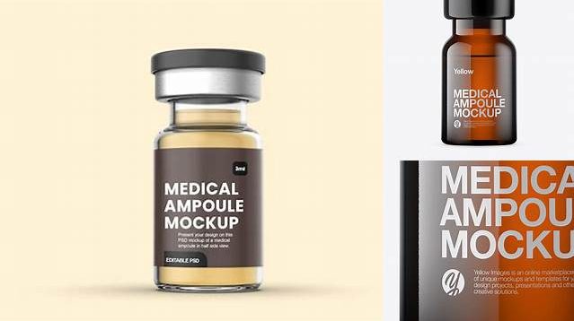 4696+ Amber Glass Medical Ampoule PSD Mockup Professional Design PSD