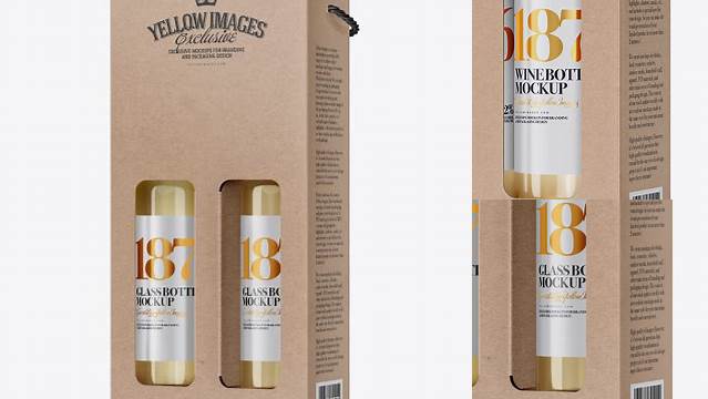 4697+ Kraft White Wine Bottles Box PSD Mockup Half Side View Free Graphic Design Resource