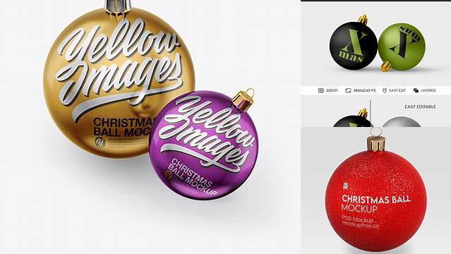 4697+ Two Metallic Christmas Balls PSD Mockup Creative Free PSD Graphic Design