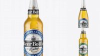 4698+ 500ml Clear Glass Lager Beer Bottle PSD Mockup Best for Showcase