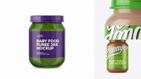 4698+ Baby Food Vegetable Puree Jar PSD Mockup Front View Custom Graphic Resource Free Download