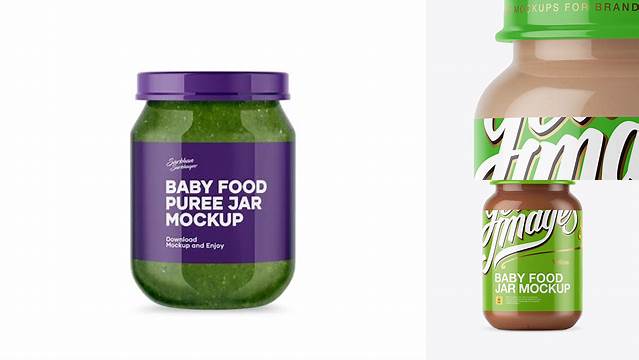 4698+ Baby Food Vegetable Puree Jar PSD Mockup Front View Custom Graphic Resource Free Download