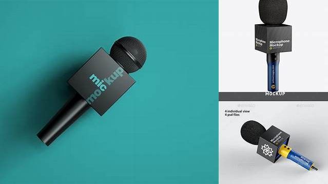 4701+ Matte Microphone PSD Mockup Half Side View Free PSD for Creatives