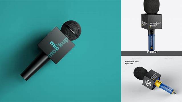 4701+ Matte Microphone PSD Mockup Half Side View Free PSD for Creatives