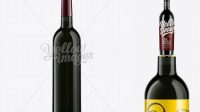 4702+ 750ml Dark Green Glass Bottle With Red Wine PSD Mockup Customizable Design Files