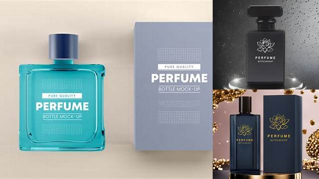 4710+ Square Glossy Perfume Bottle PSD Mockup Front View Creative PSD Resources