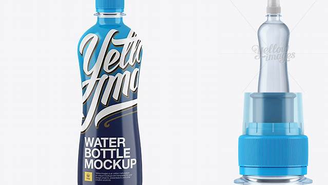 4712+ 500ml Blue PET Bottle With Sport Cap PSD Mockup Photoshop Resource Free