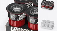 4714+ Glossy Ice Coffee 6 K-Cups Pack PSD Mockup Halfside View High-Angle Shot Creative High-Resolution PSD Freebie