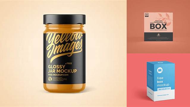 4716+ Glossy Package With a Label PSD Mockup Front View Free PSD for Designers