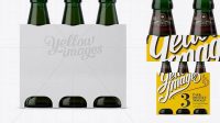 4719+ White Paper 3 Pack Dark Green Bottle Carrier PSD Mockup Exclusive PSD Design Freebie