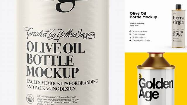 4723+ 1L Olive Oil Metal Bottle PSD Mockup Free Premium Photoshop Template Download