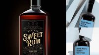 4723+ Square Black Rum Bottle with Wax PSD Mockup Professional Editable Freebie PSD