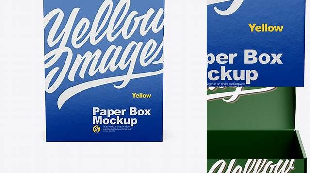 4725+ 10oz Box PSD Mockup Front View High Angle Shot PSD Download