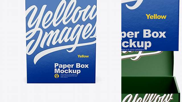 4725+ 10oz Box PSD Mockup Front View High Angle Shot PSD Download