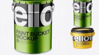 4727+ Metallic Paint Bucket PSD Mockup Front View High Angle Shot Exclusive and Stylish Design PSD