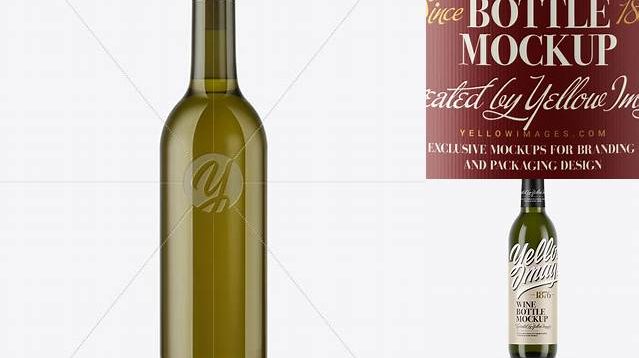 4732+ 375ml Antique Green Glass White Wine Bottle PSD Mockup Exclusive Free Photoshop Asset