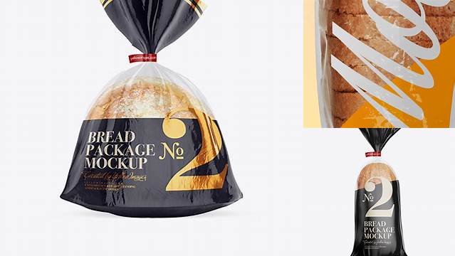 4732+ Glossy Transparent Bread Package With Clip PSD Mockup Modern Photoshop Resource