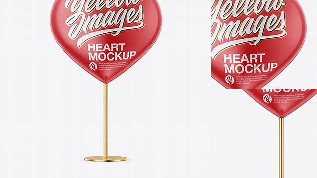 4732+ Heart Shape Glossy Stand Front View Creative Design Mockup