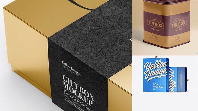 4732+ Metallic Box PSD Mockup Half Side View Professional Quality Freebie PSD File