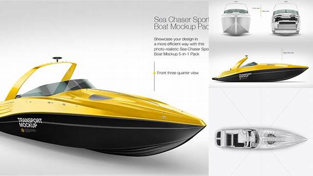 4732+ Sea Chaser Sport Boat PSD Mockup Top View Layered PSD for Easy Editing