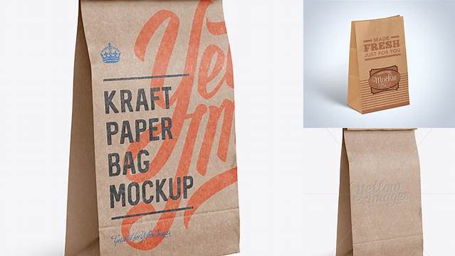 4735+ Kraft Paper Food/Snack Bag PSD Mockup Halfside View Custom Graphic Mockup File