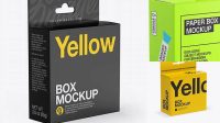 4736+ Glossy Paper Box with Hang Tab PSD Mockup Half Side View High Resolution