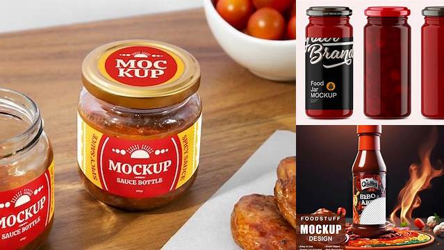 4739+ Glossy Sauce Jar PSD Mockup Premium Design Freebie