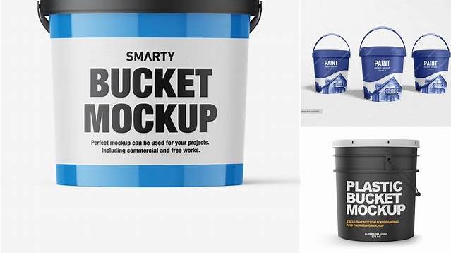 4739+ Paint Bucket with Glossy Label PSD Mockup Front View Free Mockup Templates