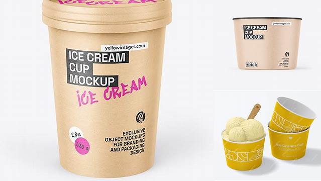 4744+ Kraft Paper Ice Cream Cup PSD Mockup High-Resolution Graphic