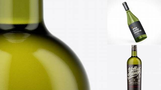 4745+ Dead Leaf Green Glass Wine Bottle PSD Mockup Editable Mockup PSD