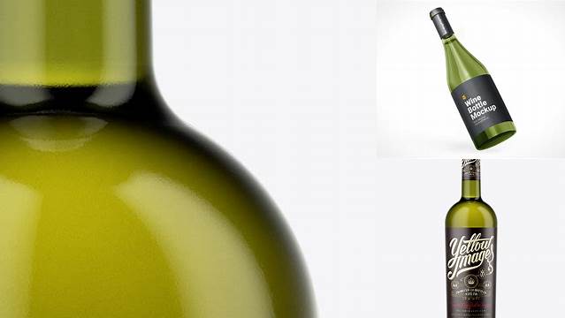 4745+ Dead Leaf Green Glass Wine Bottle PSD Mockup Editable Mockup PSD