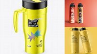 4745+ Metallic Thermo Flask Bottle PSD Mockup High-End PSD Download