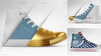 4749+ High-Top Canvas Sneaker PSD Mockup Back View Editable Photoshop Free Mockup