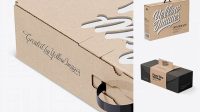 4750+ Kraft Carton Box With Handle PSD Mockup Half Side View High-Angle Shot Free PSD