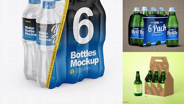 4751+ 6 Bottles Pack in Film PSD Mockup Professional PSD Mockup