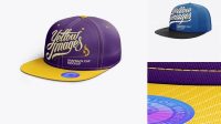 4759+ Snapback Cap with Sticker PSD Mockup Left Half Side View Creative Layered Design File