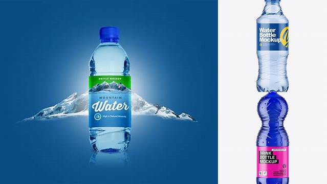 476+ Blue PET Bottle with Water PSD Mockup Versatile Mockup for Designers