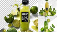 4761+ Clear Glass Bottle With Lime Drink PSD Mockup Elegant Free Graphic Resource