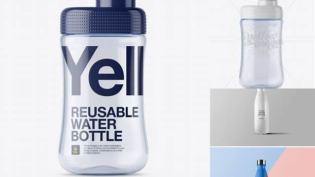 4761+ Transparent Reusable Water Bottle with Glossy Cap PSD Mockup Easy-to-Edit PSD