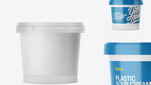 4763+ Frosted Plastic Container With Sour Cream PSD Mockup Eye-Level Shot Exclusive and Stylish Design PSD