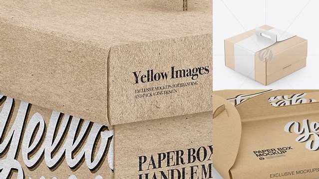 4763+ Kraft Paper Box With Handle PSD Mockup Half Side View Unique High-Resolution Photoshop Mockup