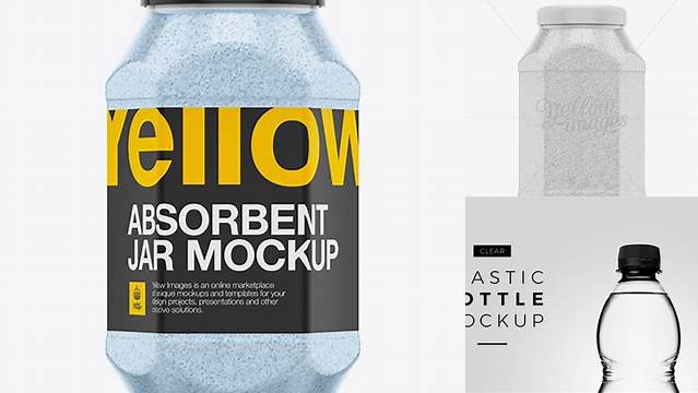 4764+ 3L Plastic Clear Bottle with Absorbent PSD Mockup High-End Photoshop Mockup