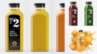 4765+ Square Orange Juice Bottle PSD Mockup Front View Professional PSD Mockup