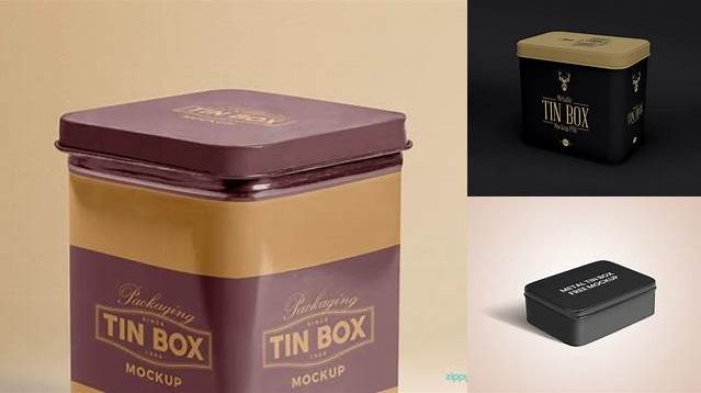 4766+ Textured Metallic Tin Box PSD Mockup Front View Modern Free PSD Template