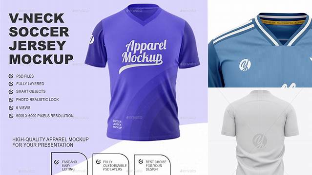 4767+ Men’s V-neck Football Jersey PSD Mockup Back View Premium Freebie for Designers