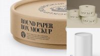 4768+ Kraft Round Paper Box PSD Mockup Easy Editable