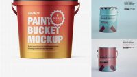 477+ Metallic Paint Bucket PSD Mockup Eye-Level Shot Fully Customizable Photoshop Freebie